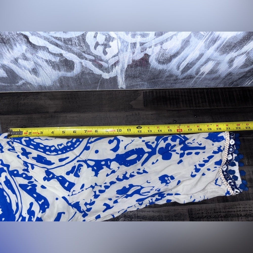 Soft Surroundings Creacendo Kaftan Mandi Dress in blue and white. Sz L - Picture 12 of 13